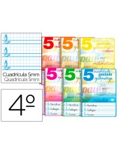 CUADERNO ESP. LIDERPAPEL A5 T.DURA  PAUTAGUIA 5MM 80H. 80GR. SURT.