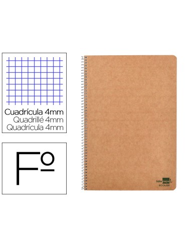 CUADERNO ESP. ECOUSE FL. T.CARTON RECICLADO KRAFT 4MM 80H. 60GR.