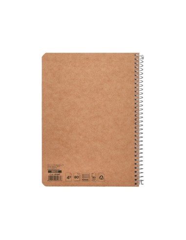 CUADERNO ESP. ECOUSE A5 T.CARTON RECICLADO KRAFT 4MM 80H. 60GR.