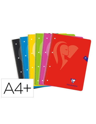 CUADERNO ESP.CLAIREFONTAINE T.BLAN A4+ MICRO 80H 4 TAL 90GR.5MM SURT.