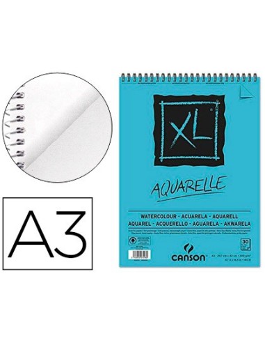 CUADERNO ESP. CANSON DIBUJO A3 ACUARELA MICRO GRANO FINO 30H. 300GR.