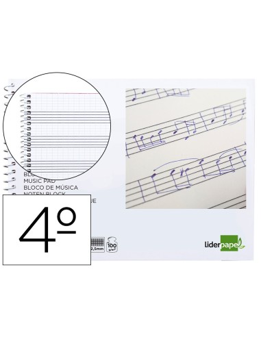 BLOC ESP. LIDERPAPEL MUSICA A5 PENTAGRAMA 2.5MM PAUTA 20H.100GR.