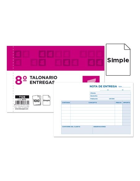TALONARIO ENTREGAS OCTAVO APAISADO 128 TALONARIO ENTREGAS OCTAVO APAISADO 128