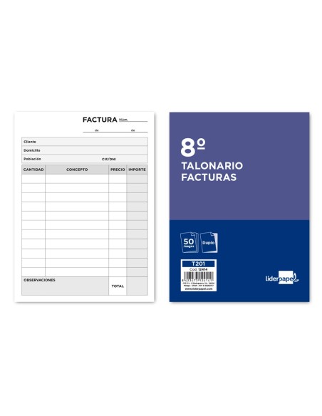 TALONARIO FACTURAS OCTAVO SIN IVA- 201 DUPLICADO TALONARIO FACTURAS OCTAVO SIN IVA- 201 DUPLICADO