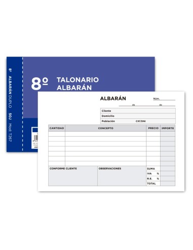 TALONARIO LIDERPAPEL ALBARAN OCTAVO DUPLICADO APAISADO**27001069