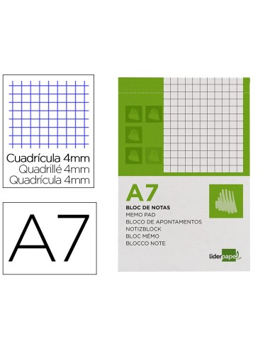 BLOC NOTAS PERFORADO A7 AP.80 H CUADRO