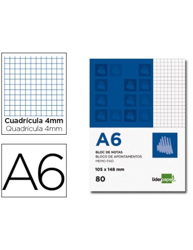 BLOC NOTAS PERFORADO A6 AP. 80H. 4MM