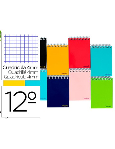 CUADERNO ESP. SMART A7 APAISADO T.BLANDA 4MM 80H. 60GR. COL.SURT.