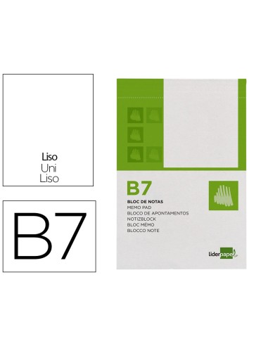 BLOC ENCOLADO LIDERPAPEL 88X125MM PERFORADO LISO 80H 60GR.