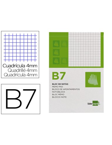 BLOC NOTAS LIDERPAPEL 88X125MM 4MM 80H. 60GR. PERFORADO