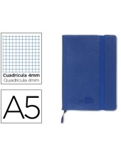 CUADERNO ENCOLADO LIDERPAPEL A5 T.PIEL 4MM 120H. 70GR. AZ. C/GOMA