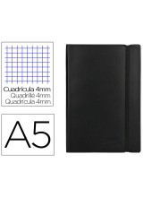 CUADERNO ENCOLADO LIDERPAPEL A5 T.PIEL 4MM 120H. 70GR. AZ. C/GOMA