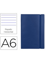 CUADERNO ENCOLADO LIDERPAPEL A6 T.PIEL HOR.120H. 70GR. AZ. C/GOMA