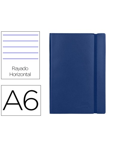 CUADERNO ENCOLADO LIDERPAPEL A6 T.PIEL HOR.120H. 70GR. AZ. C/GOMA