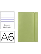 CUADERNO ENCOLADO LIDERPAPEL A6 T.PIEL HOR.120H. 70GR. VE. C/GOMA