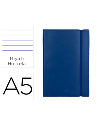 CUADERNO ENCOLADO LIDERPAPEL A5 T.PIEL HOR.120H. 70GR. AZ. C/GOMA