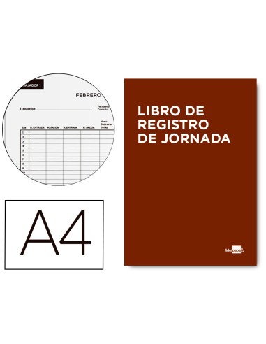 LIBRO  REGISTRO A4 10 EMPLEADOS MES PAGINA PAPEL BL.90 G