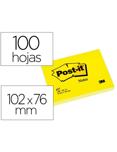 BLOC NOTAS ADH. POST-IT 74X100MM C/100 H.657-