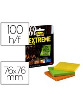 BLOC NOTAS ADH. POST-IT 76X76MM EXTREME 3UD. 45H. COL. SURT.