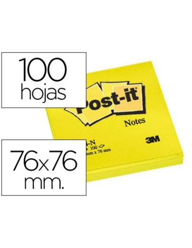 BLOC NOTAS ADH. POST-IT 76X76MM 100H. AM. NEON