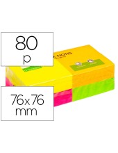 BLOC NOTAS ADH. Q-CON. 75X75MM 12UD 80H. COL. SURT. NEON