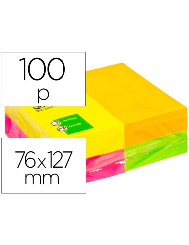 BLOC NOTAS ADH. Q-CON. 125X75MM 12UD 80H. COL. SURT. FLUOR