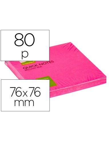 BLOC NOTAS ADH. Q-CON. 75X75MM  80H. ROSA NEON