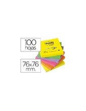 BLOC NOTAS ADH. POST-IT 76X76MM Z-NOTES 6UD 100H. COL.SURT. INTENSO 2