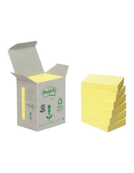 BLOC NOTAS ADH. POST-IT 38X51MM PAPEL RECICLADO 24UD. 100H. AM.