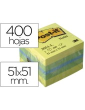 BLOC NOTAS ADH. POST-IT 51X51MM MINICUBO 400H. LIMON