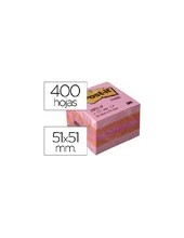 BLOC NOTAS ADH. POST-IT 51X51MM MINICUBO 400H. ROSA 2