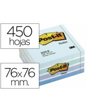 BLOC NOTAS ADH. POST-IT 76X76MM CUBO 450H. AZ. PASTEL