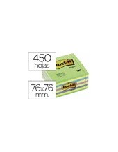 BLOC NOTAS ADH. POST-IT 76X76MM CUBO 450H. AZ. VE. PASTEL 2