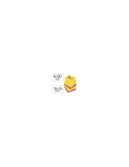 BLOC NOTAS ADH.POST-IT SUPER STICKY 76X76MM 6UD 90H. COL.SURT. BLOC NOTAS ADH.POST-IT SUPER STICKY 76X76MM 6UD 90H. COL.SURT.