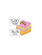 BLOC NOTAS ADH.POST-IT SUPER STICKY 76X76MM 5UD 90H. COL.SURT. 2