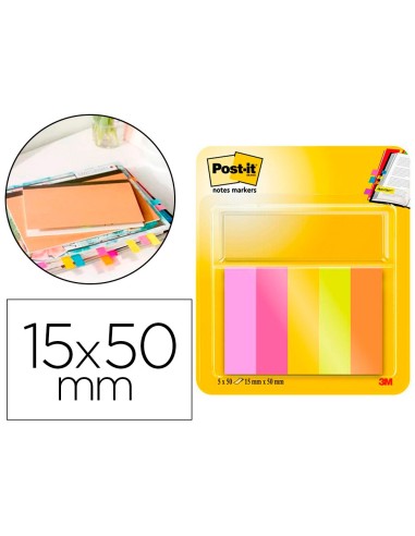 BLOC NOTAS ADH. QUITA PON POST-IT MININOTAS 15 X 50MM 50H. PK. 5 UD.