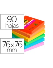 BLOC NOTAS ADH. QU PON POST-IT SUPER STICKY PLAYFUL 76X76MM 90H 6 UD.