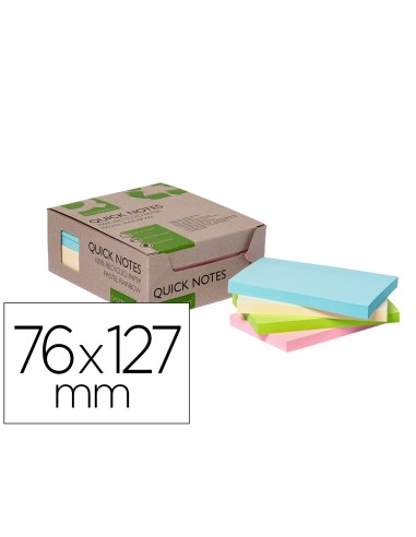 BLOC NOTAS ADH. QUITA PON Q-CON.76X127MM 100% PAPEL RECICL PASTELES