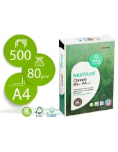 PAPEL FOTOCOP.NAUTILUS DIN A4 80 GRAMOS PAQUETE 500 H.100% RECICLADO