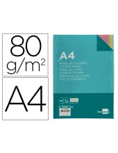 PAPEL COLOR DIN A4 80 GR PAQUETE 100 CUATRO COL.SURT. ROSA AM.-A