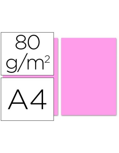 PAPEL COLOR DIN A4 80 GR ROSA PAQUETE 100 H.