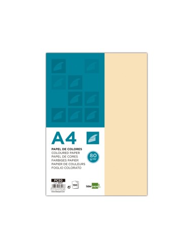PAPEL COLOR DIN A4 80 GR CREMA PAQUETE 100 H.