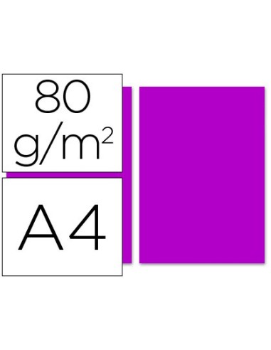 PAPEL COLOR DIN A4 80 GR FUCSIA PAQUETE 100 H.