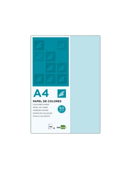 PAPEL COLOR DIN A4 80 GR CELESTE PAQUETE 100 H.
