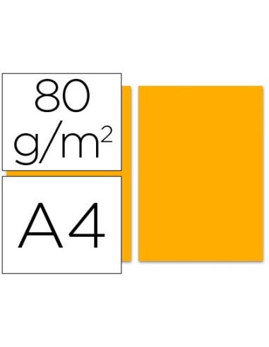 PAPEL COLOR DIN A4 80 GR NARANJA PAQUETE 100 H.