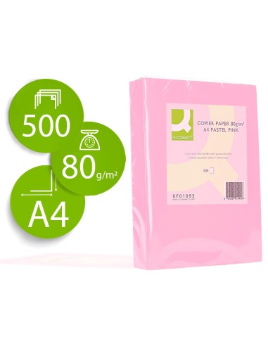 PAPEL COLOR Q-CONNECT DIN A4 80 GR ROSA PAQ. 500 HOJAS**130075