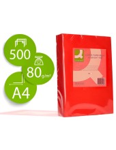 PAPEL COLOR Q-CONNECT DIN A4 80GR ROJO INTENSO PAQ 500 HOJAS**129956