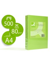 PAPEL COLOR Q-CONNECT DIN A4 80GR VERDE NEON PAQUETE DE 500 HOJAS