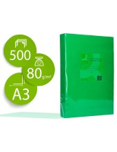 PAPEL COLOR Q-CONNECT DIN A3 80GR VERDE INTENSO PAQUETE DE 500 HOJAS