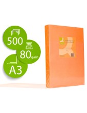 PAPEL COLOR Q-CONNECT DIN A3 80GR NARANJA NEON PAQUETE DE 500 HOJAS